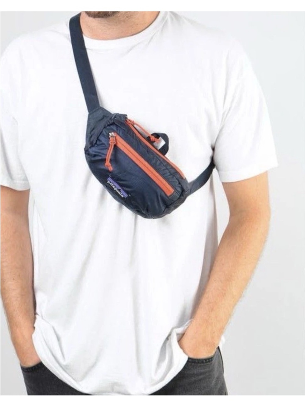 Patagonia Lightweight Travel Mini Hip Pack Navy Blue/Orange Packable Waist Pack